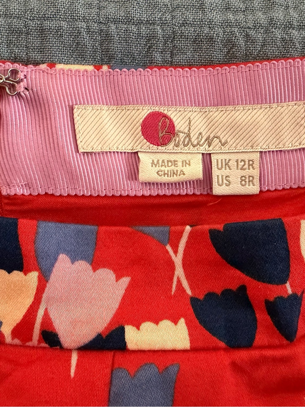 Boden Lola Midi Skirt Red Pop Tulip High Waist Cotton 8R - Picture 4 of 4